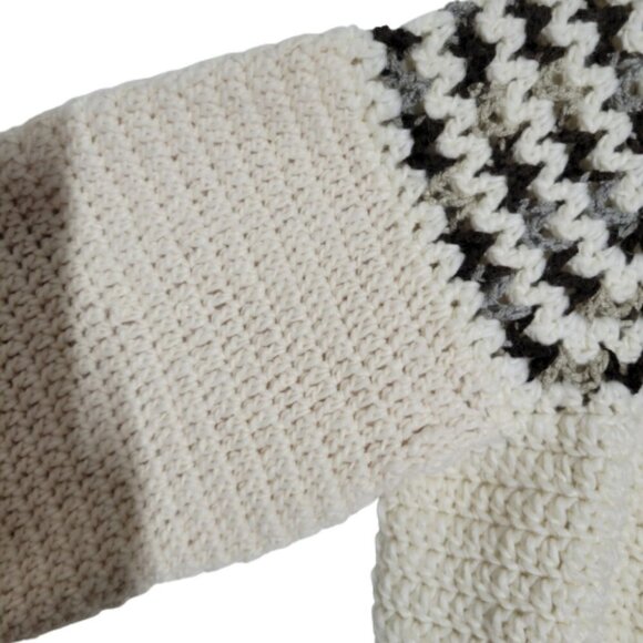 Alpaga blend hand crochet fairisle thick ski sweater - Picture 3 of 7